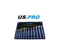 US PRO 12pc Flexi Head Socket / Open End Wrench Spanner Set 8 - 19mm