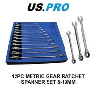 Us Pro 12Pc Metric Gear Ratchet Combination Spanner Wrench Set 8-19mm 2233