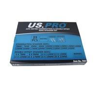 US PRO 25-Piece Metric Combination and Double Offset Ring Spanner Set, 6-24mm