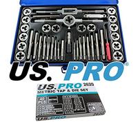 US PRO 40pc Metric Tap and Die Set Alloy Steel Pitch Gauge M3 - M12