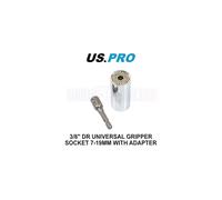 US PRO 3/8" DR Multi Fit Universal Gripper Socket 7-19mm & Adapter 3956