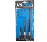 US PRO 3 Piece 1/4in Drive Magnetic Quick Release Bit Extensions