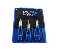 US PRO 3pc 8" Plier Set NI-FE Finish - Combination, Cutters, Long Nose 1828