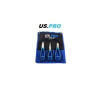 US PRO 3pc 8" Plier Set NI-FE Finish - Combination, Cutters, Long Nose 1828