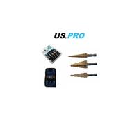 US PRO 3pc HSS Step Drill Titanium Coated Hex Shank 2603
