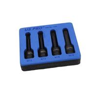 US PRO 4 Piece 1/2" Drive Impact Spline Bit Socket Set for VAG Vehicles, M12 M14 M16 M18, CR-MO, Phosphate Finish, 78mm Length