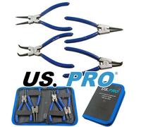 US PRO 4 Piece 6" 150mm Circlip Snap Ring Pliers Internal External Pouch 2059