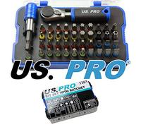 US PRO 43PC Bit Set with Hex Bit Ratchet 1361