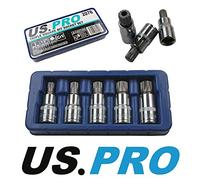 US PRO 5 Piece 1/2'' Drive Spline Triple Square Bit Sockets M10 - M18 2076