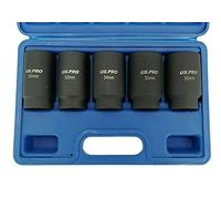 US Pro 5pc Impact Socket Set - Thin Wall, 12 Point, 30 32 34 35 36mm Hub Nut Sockets B1431