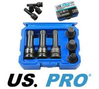 US PRO 6PC 1/2" Dr Impact Spline Bit Sockets Shallow & Deep M14 M16 M18 1379