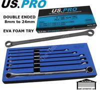 US PRO 7pc Aviation Double Ended Ring Extra Long Spanner Wrench Set 8-24mm 3222