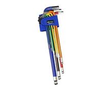 US PRO 9 Piece Multi-colour Extra Long Metric Ball End Hex Key Set