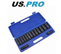 Us Pro Deep Impact Socket Set 15Pc 1/2" Dr 6 Point 10mm To 24mm 3780