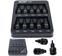 US Pro Industrial 10pc 1/2''Dr Impact Torx Bit Socket Set Star TRX T20 to T70