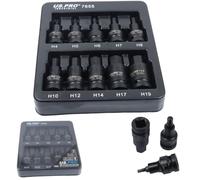 US Pro Industrial 10pc Impact Hex Bit Socket Set 1/2'' Drive 4mm to 19mm