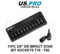 US PRO INDUSTRIAL 11PC 3/8" DR Impact Torx Star Bit Sockets Set T10 - T60 3933