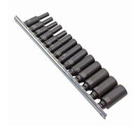 Us Pro Industrial 14Pc 1/4" Dr 6Pt Deep Impact Sockets 4-15mm On Storage Rail 3479