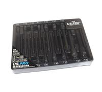 US PRO Industrial 15pc Extra Long Impact Tamper Star Torx Bit Sockets 1/4" 3/8" 1/2" DR 7529