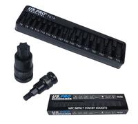 US Pro Industrial 16pc Impact Torx Bit Socket Set 1/4 3/8 1/2 T6-T70 TRX-Star