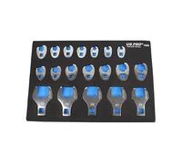 US PRO INDUSTRIAL 19PC 3/8" & 1/2" DR Metric Crowfoot Wrench Set in EVA Tray 7556