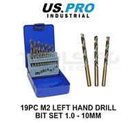 US PRO INDUSTRIAL 19PC M2 Left Hand Drill Bit Set 1.0 - 10MM 7084