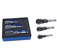 US PRO Industrial 3pc Stubby Flexi Head Ratchet Set 1/4" 3/8" 1/2" Drive 4236