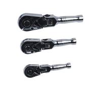 US PRO Industrial 3pc Stubby Flexi Head Ratchet Set 1/4" 3/8" 1/2" Drive 4236