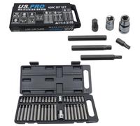 US PRO Industrial 40pc Socket Bit Set HEX, TORX, Spline, Star 3/8" & 1/2" Drive BIT Holder