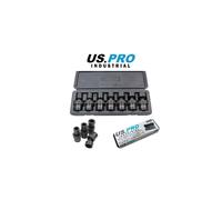 US PRO INDUSTRIAL 7 Piece 1/2" DR 6 Point Swivel Impact Shallow Sockets 13 - 21mm 3429