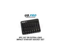 US PRO Industrial 8pc 3/8" DR Extra Long Impact Star Torx Bit Socket Set T25 - T60 3654