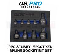 US PRO INDUSTRIAL 9PC Stubby Impact XZN Spline Bit Socket Set M4 - M18 3968
