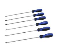 US PRO Long Tamper Torx Screwdriver Set, 6-Piece, T10-T30, 250mm Blade, Blue Comfort Grip