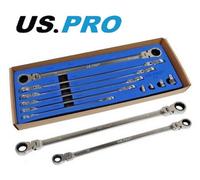 Us Pro Ratchet Spanner Set Flexible Head 10Pc Combination Metric 8-19mm 2218