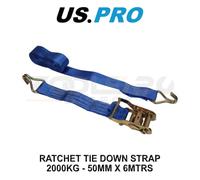 US PRO Ratchet Strap Tie Down 50mm x 6m 2000kg Break Force 9224
