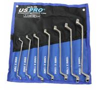 US Pro Ring Spanner Set Double Ended Offset Wrench Spanners Metric 7pc 6-19MM