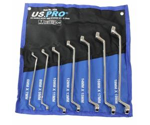 US Pro Ring Spanner Set Double Ended Offset Wrench Spanners Metric 7pc 6-19MM
