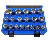 US PRO Socket Wrench Set 19-Piece Gearlock E-Profile Multi-Toothed 8-32 mm 1/2 Inch Multilock