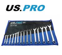 Us Pro Spanner Set 15Pc Metric Combination Wrench In Case 6 - 22mm 2243