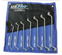 Us Pro Spanner Set Offset 7Pc Ring 6-19mm Non Slip Swan Neck 3528 New