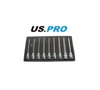 US PRO Tools 1/2" Dr 9 Piece 140mm Long Torx Star Bit Sockets Set T27 - T70 Inc T47 3304