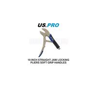 US PRO 10in Straight Jaw Locking Pliers with Soft Grip Handle