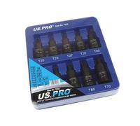 US PRO Tools 10pc 1/2" DR Impact Tamper Star Torx Bit Socket Set T20 - T70 7532