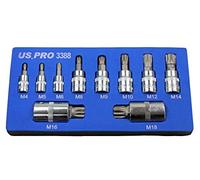 US PRO Tools 10pc 1/4-1/2"d Triple Square Spline Bit Sockets Socket Set New 3388