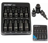 US PRO Tools 10pc Impact Hex Bit Socket Set 1/2" Drive 4mm to 19mm 3593