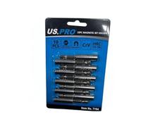 US PRO Tools 10PC Magnetic Bit Holder 60MM - 1/4" Hex Shank 7194