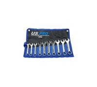 US PRO Tools 10pc Metric Stubby Combination Spanner Wrench Set 10 - 19mm