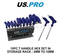 US PRO Tools 10pc T Handle Hex Key Set 2-10mm with Storage Rack 4627