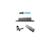 US PRO Tools 11pc 1/4" Dr Deep SAE Sockets Single Hex 6 Point On Rail 3247