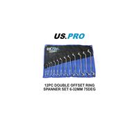 US PRO Tools 12 Piece Double Offset Ring Spanner Set 6-32mm 75DEG 3526